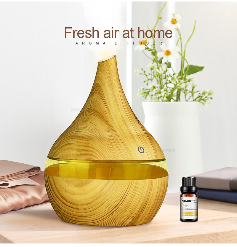 HoutMist Aroma Luchtbevochtiger – 500 ml met LED Sfeerverlichting