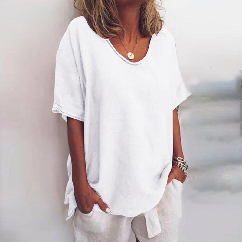 EasyFlow Loose Fit Top met Ronde Hals en Afgeronde Zoom