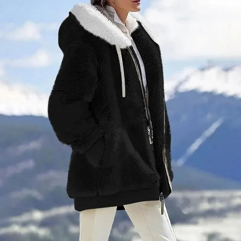 WarmVacht – Dames Fleecejack met Capuchon en Ritssluiting voor Wintercomfort