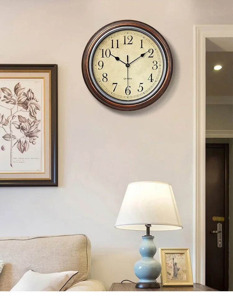 HoutLuxe klassieke wandklok – stijlvolle geruisloze sierklok van hout 30 cm