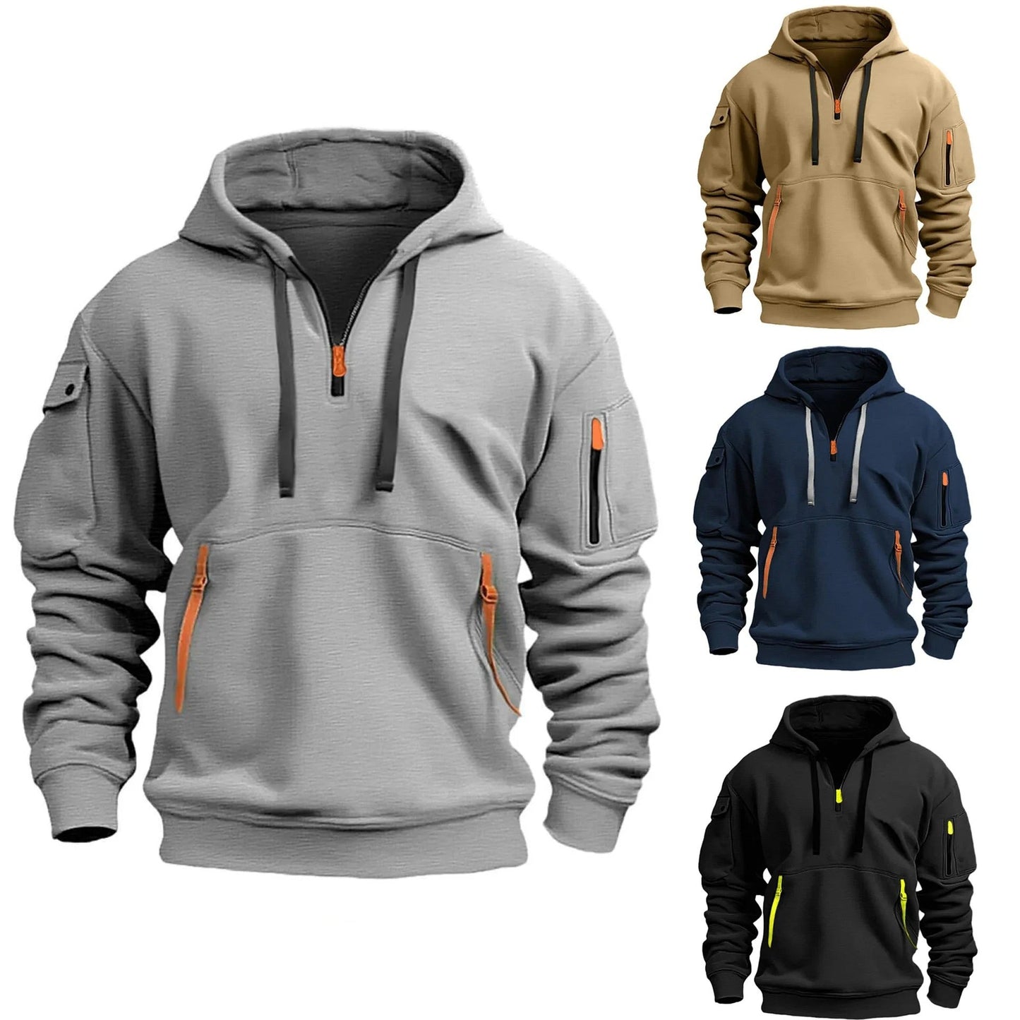 ZipTrek Herenhoodie – Fleece Hoodie met Rits en Meerdere Zakken