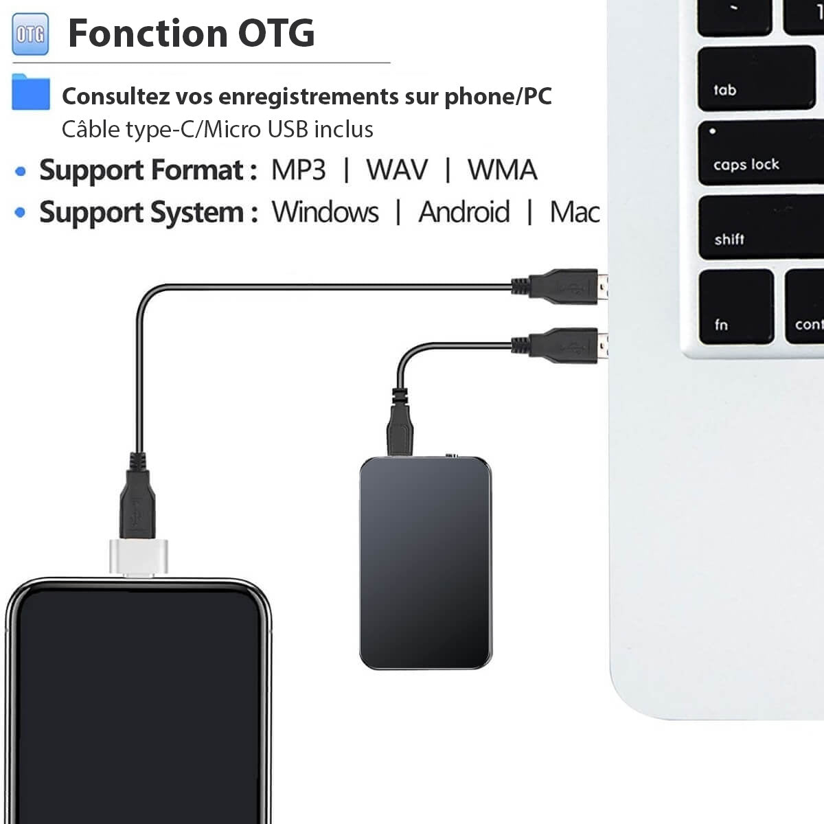UltraDunne Mini Audio Recorder – Discrete Draagbare Opname met Lange Batterijduur