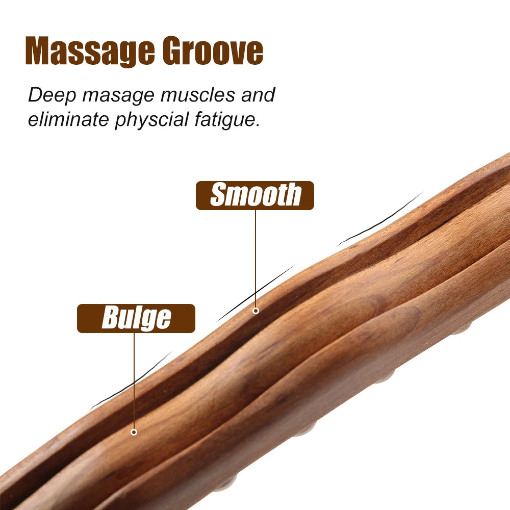 HoutRelax Gua Sha Massagestok – 60 cm Massagetool van Natuurhout voor Diepe Spierontspanning