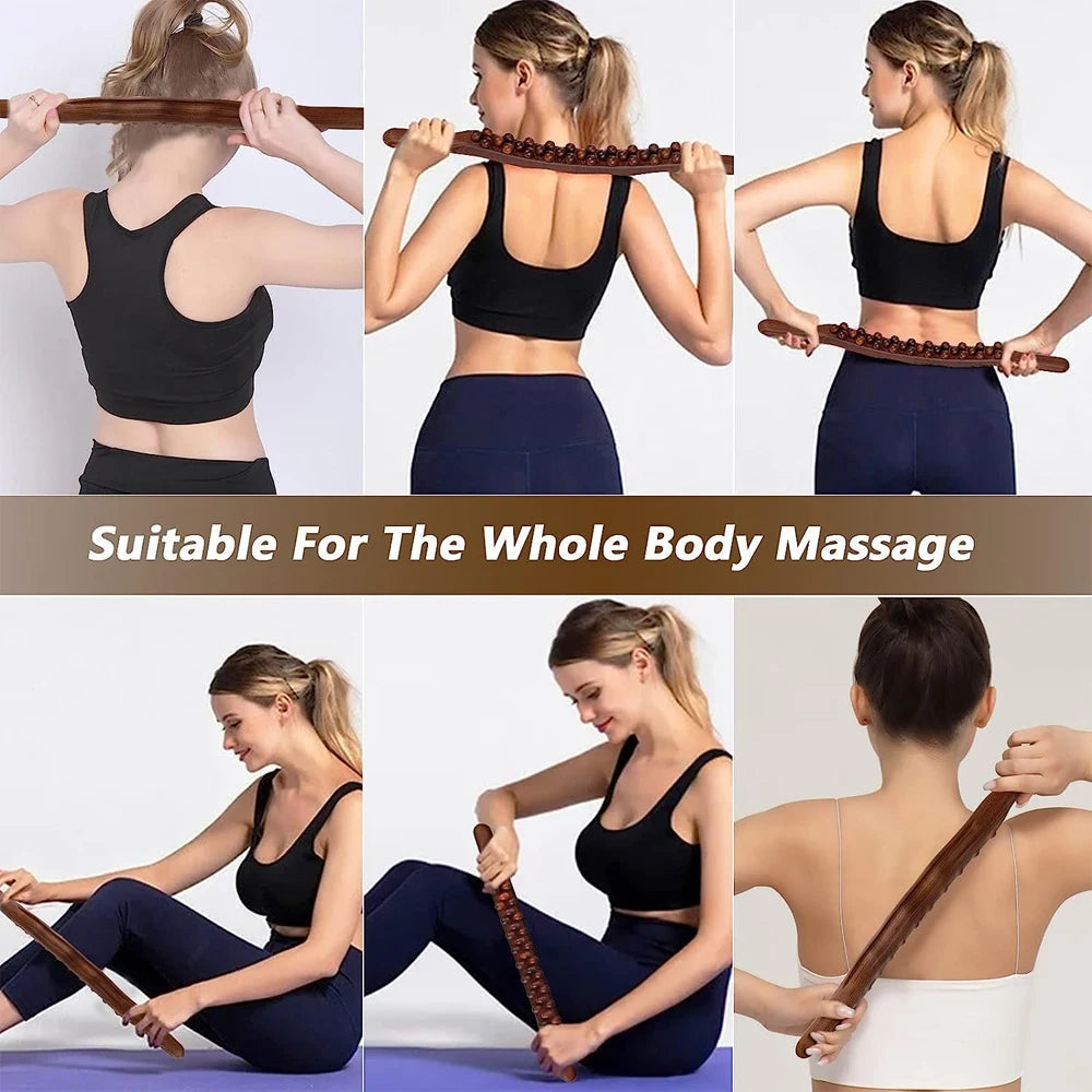 HoutRelax Gua Sha Massagestok – 60 cm Massagetool van Natuurhout voor Diepe Spierontspanning