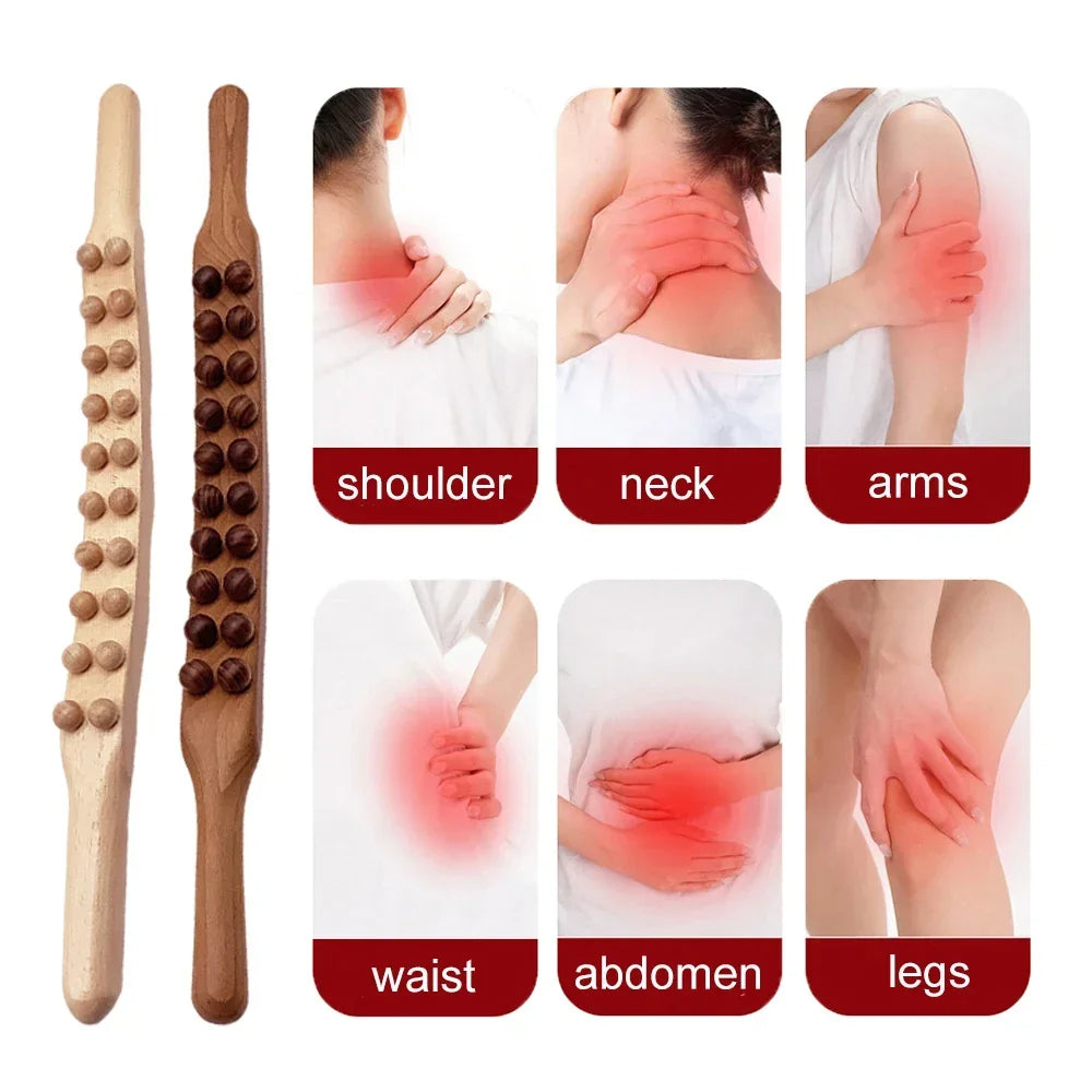 HoutRelax Gua Sha Massagestok – 60 cm Massagetool van Natuurhout voor Diepe Spierontspanning