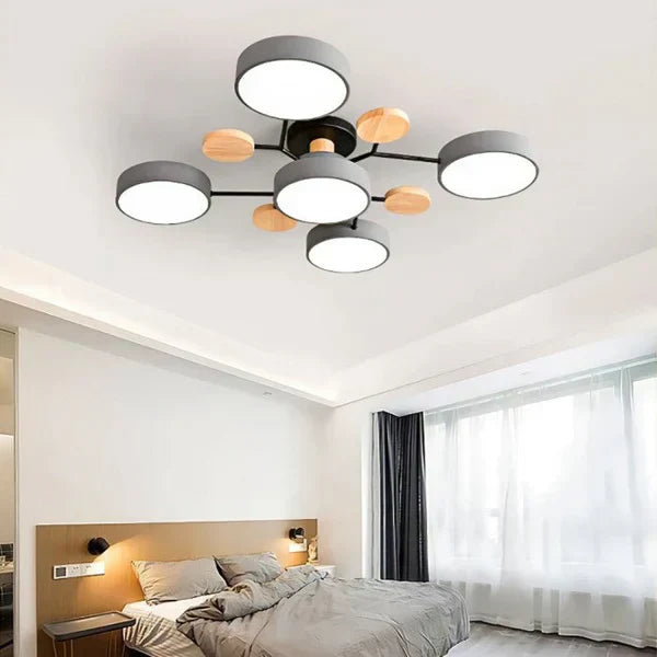 Scandinavische LED Plafondlamp met Hout en Metaal – De ScandiLume Sfeermaker