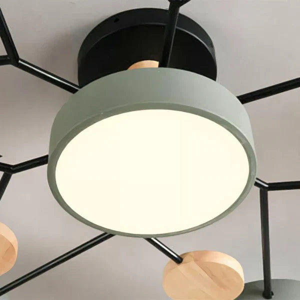 Scandinavische LED Plafondlamp met Hout en Metaal – De ScandiLume Sfeermaker
