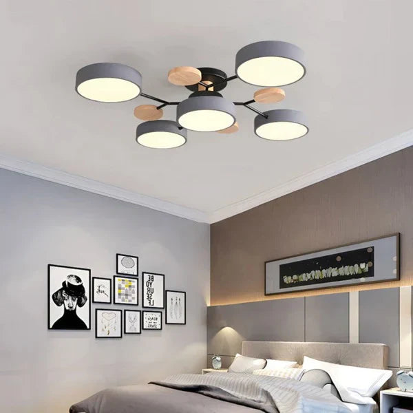 Scandinavische LED Plafondlamp met Hout en Metaal – De ScandiLume Sfeermaker