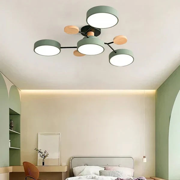 Scandinavische LED Plafondlamp met Hout en Metaal – De ScandiLume Sfeermaker