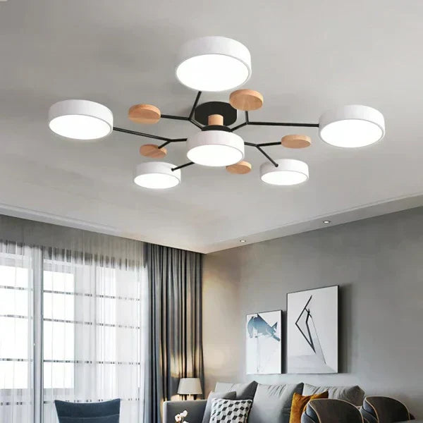 Scandinavische LED Plafondlamp met Hout en Metaal – De ScandiLume Sfeermaker