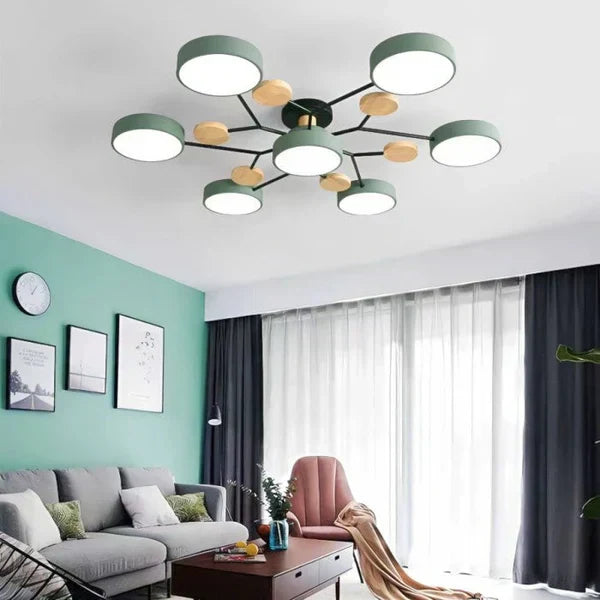 Scandinavische LED Plafondlamp met Hout en Metaal – De ScandiLume Sfeermaker