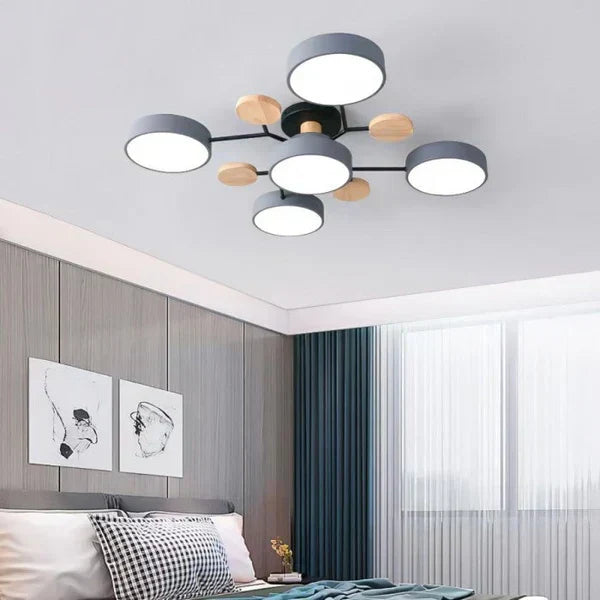 Scandinavische LED Plafondlamp met Hout en Metaal – De ScandiLume Sfeermaker