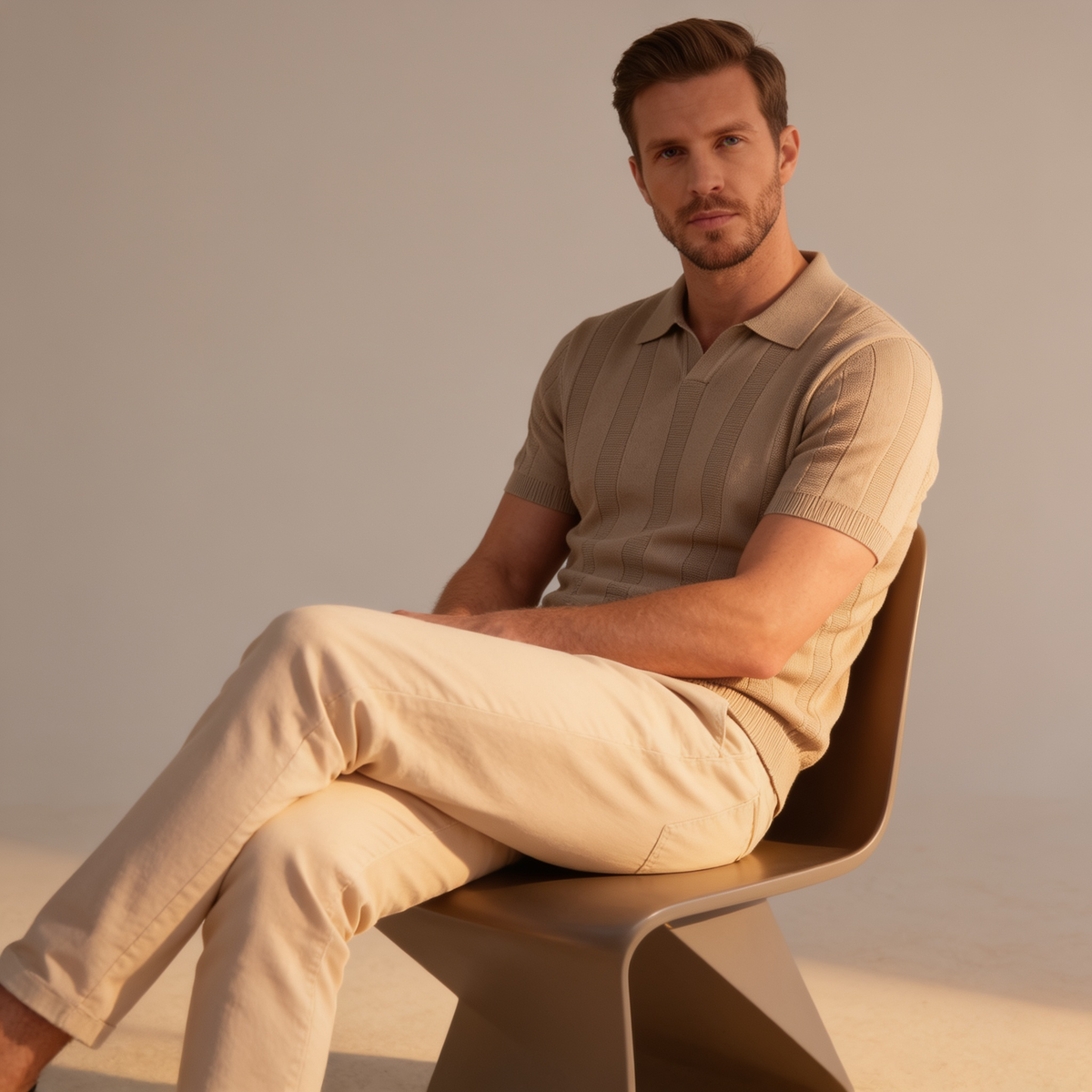 Ademend Open-Knit Poloshirt Heren - Smart Casual Zomer