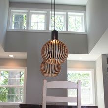 Handgemaakte Houten Hanglamp - Warm en Modern
