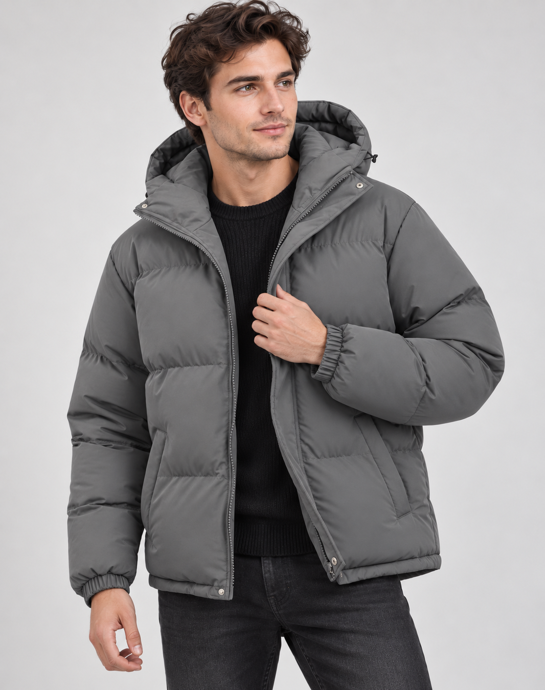 Gewatteerde Puffer Winterjas Heren met Capuchon en Ritssluiting