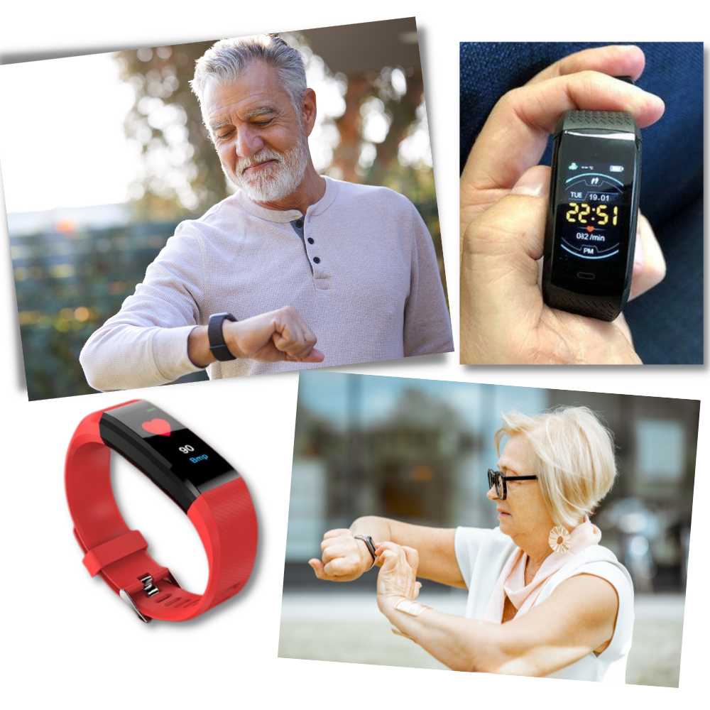VitaWatch | Senioren Smartwatch met Gezondheidsmonitor en Groot LED-Scherm