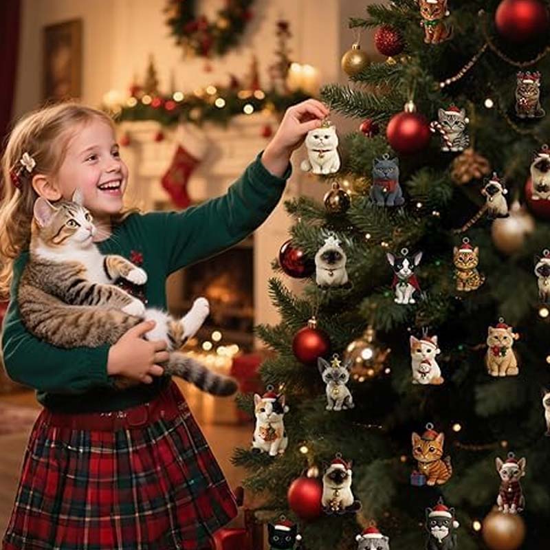 KattenKerst Adventskalender – 24 Feestelijke Acryl Kattenbeelden voor Kerstplezier