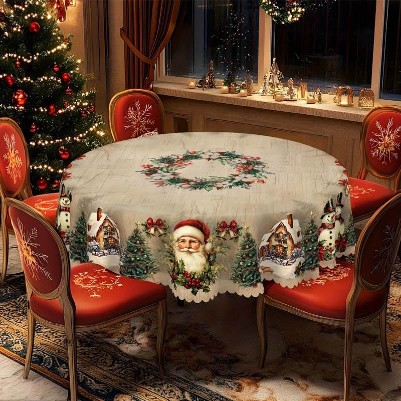 Kerst Tafelloper met Rendieren en Sneeuwpoppen – Duurzaam Polyester Tafelkleden Model PineGlow