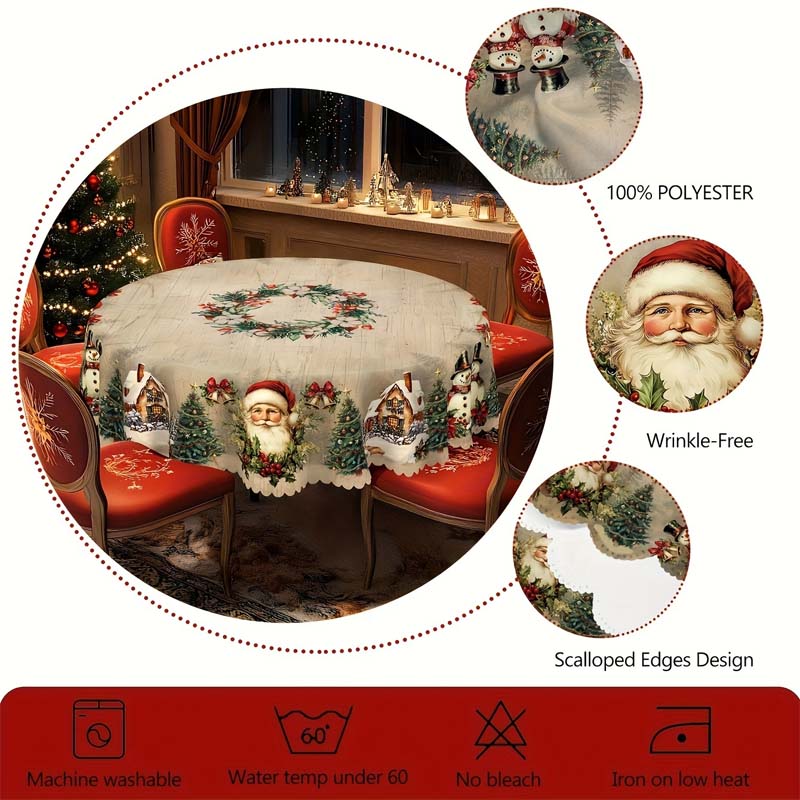 Kerst Tafelloper met Rendieren en Sneeuwpoppen – Duurzaam Polyester Tafelkleden Model PineGlow