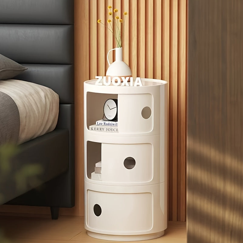 Ronde Nachtkast met Kunststof Lades en Modern Design