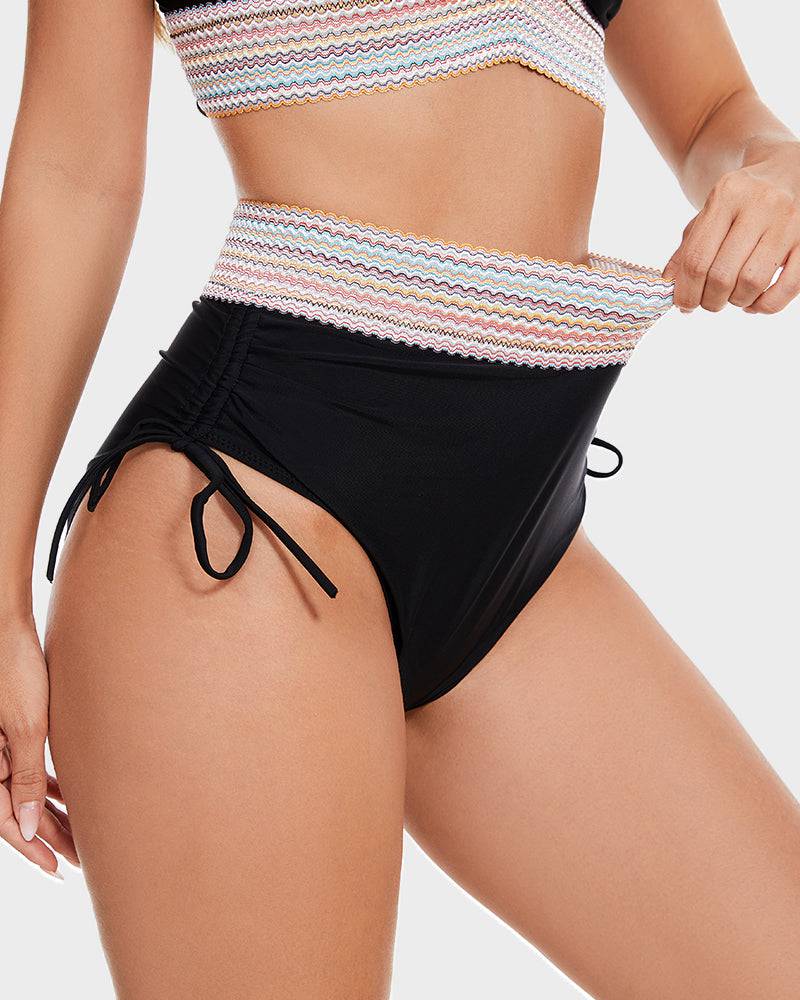 Bikini Set met Buikcontrole – Stijlvolle Kleurenblok Damesbadmode | Perfecte Pasvorm & Comfort voor Strand & Zwembad