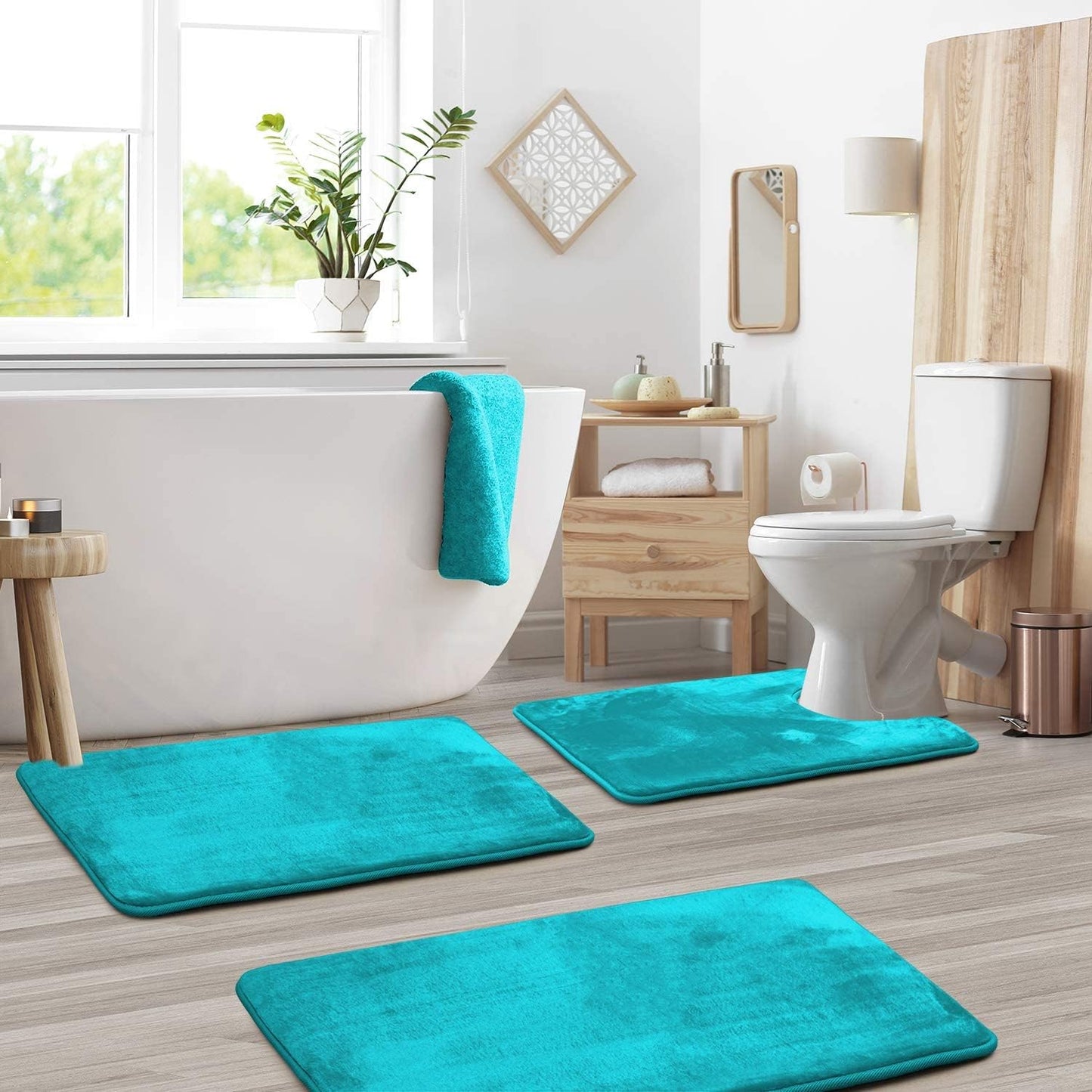 VelvaLuxe 3-delige Memoryfoam Badmatten Set – Antislip, Absorberend en Wasbaar