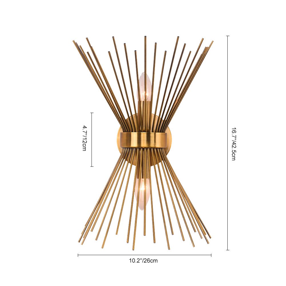 Messing Stervormige Wandlamp met Sculpturaal Stralend Ontwerp