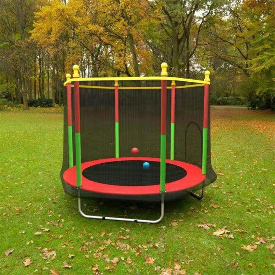 SpringVrolk Kindertrampoline – Met Veiligheidsnet & Beschermrand (Tot 100 kg)