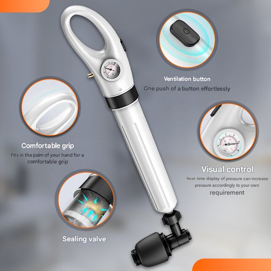 PowerFlush Luchtdruk Ontstopper – Verstelbare Ontstopper voor Toilet en Afvoer