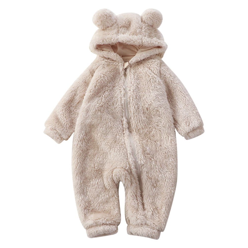 Baby Winter Onesie met Beeroortjes – Warme Flanellen Jumpsuit (0–36 maanden)