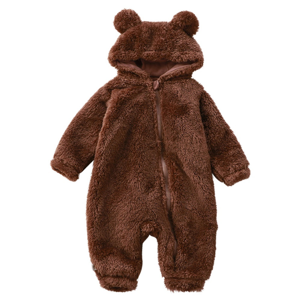 Baby Winter Onesie met Beeroortjes – Warme Flanellen Jumpsuit (0–36 maanden)