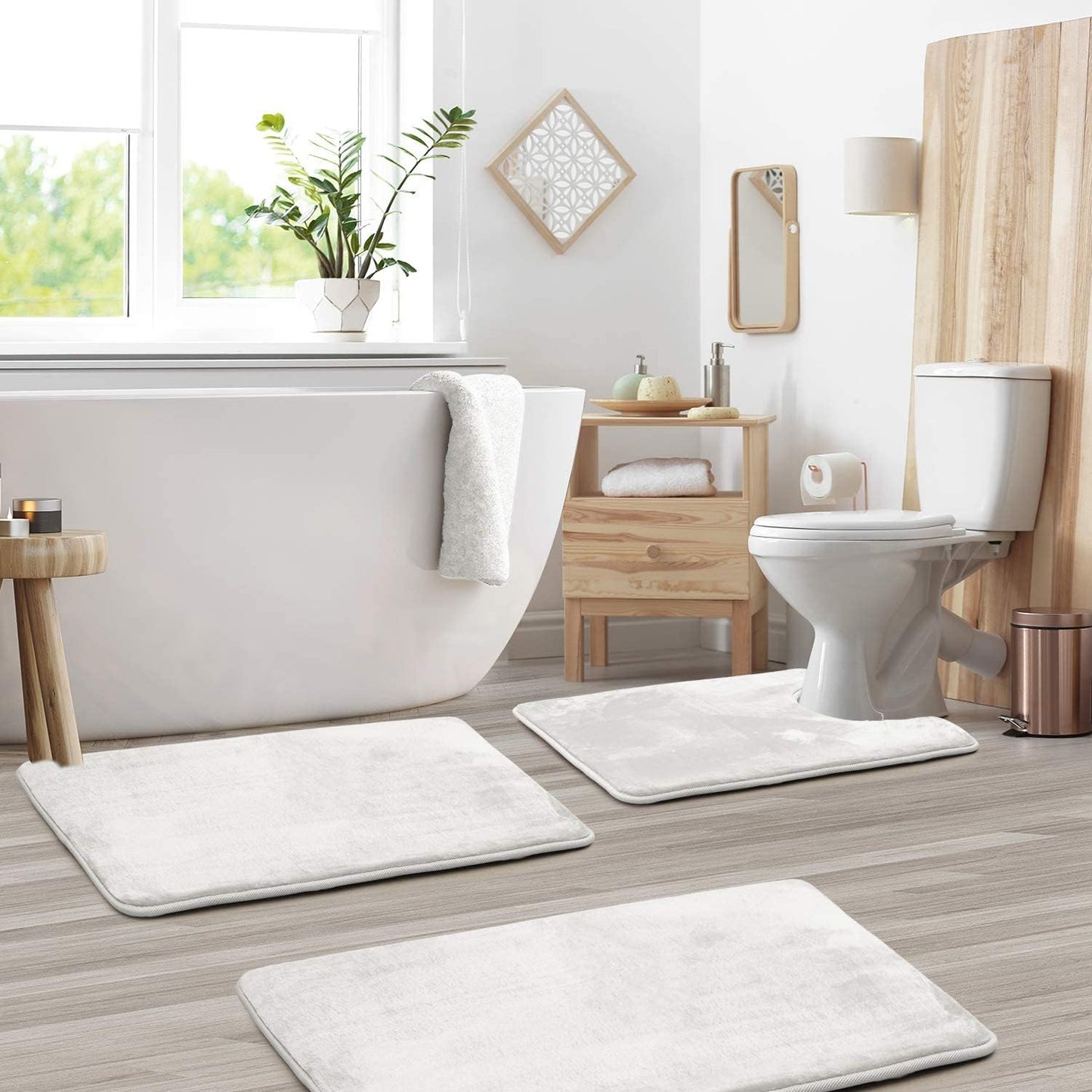 VelvaLuxe 3-delige Memoryfoam Badmatten Set – Antislip, Absorberend en Wasbaar