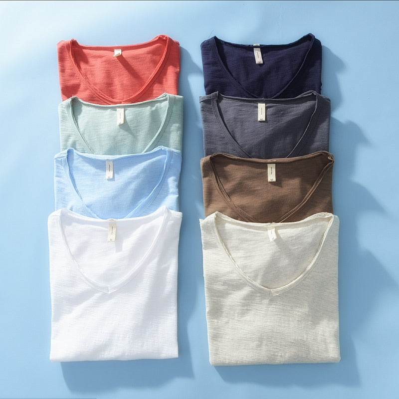Linnen Katoenen V-Hals Shirt Heren – Ademend en Comfortabel