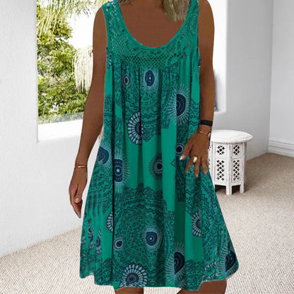 Zolanya mouwloze zomerjurk met kleurrijke print – Licht, elegant en veelzijdig