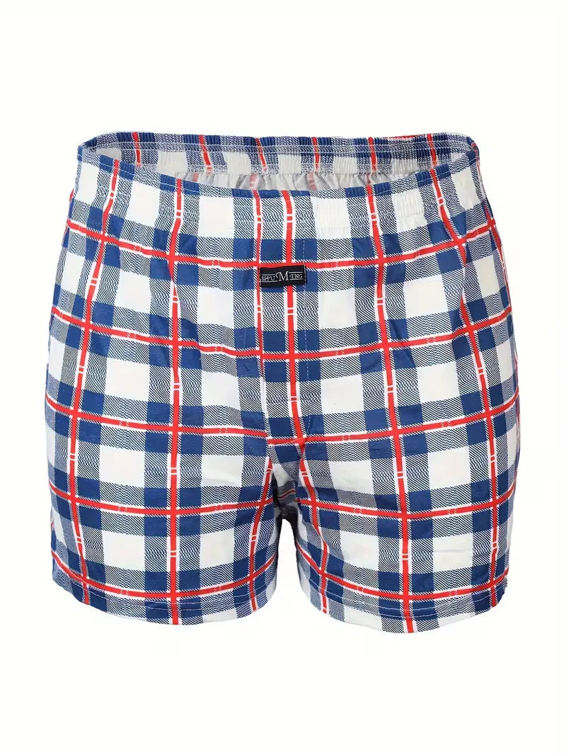 Heren Geruite Boxershort met Elastische Taille en Knoopsluiting