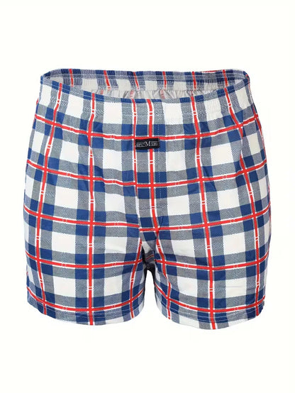Heren Geruite Boxershort met Elastische Taille en Knoopsluiting