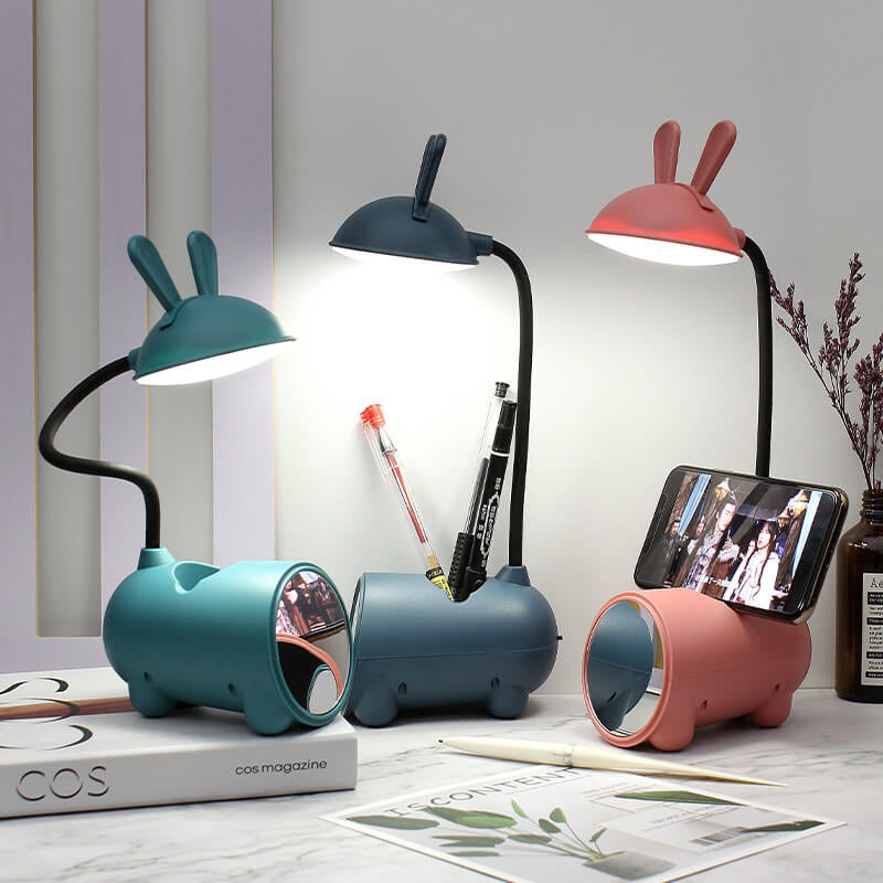 LumoBun Tafellamp – Schattige LED Bureaulamp met Penhouder en USB-aansluiting