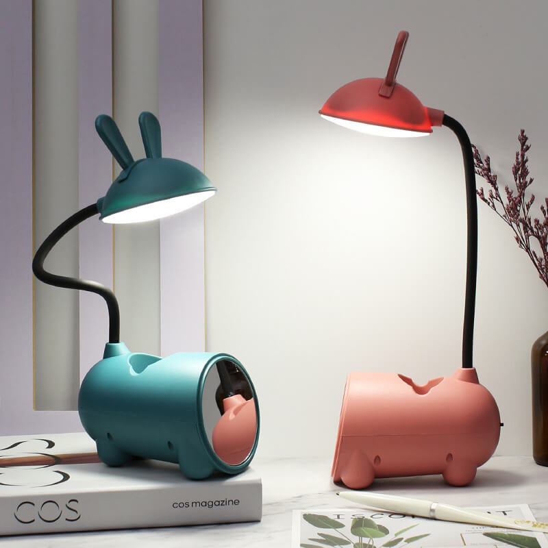 LumoBun Tafellamp – Schattige LED Bureaulamp met Penhouder en USB-aansluiting