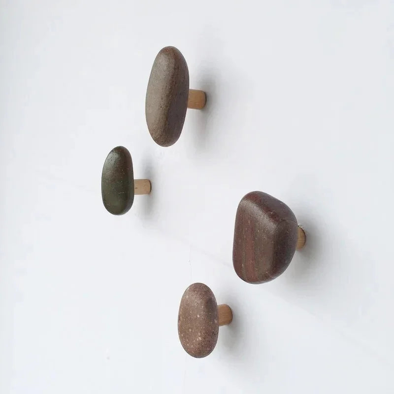 Natuurstenen wandhaken set - 4 stuks met kunstig ontwerp
