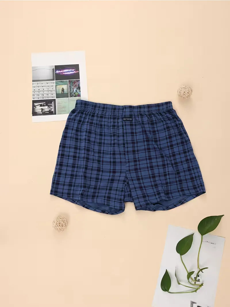 Heren Geruite Boxershort met Elastische Taille en Knoopsluiting