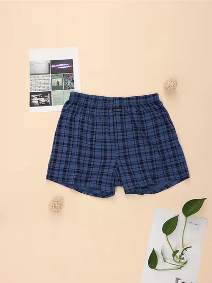 Heren Geruite Boxershort met Elastische Taille en Knoopsluiting