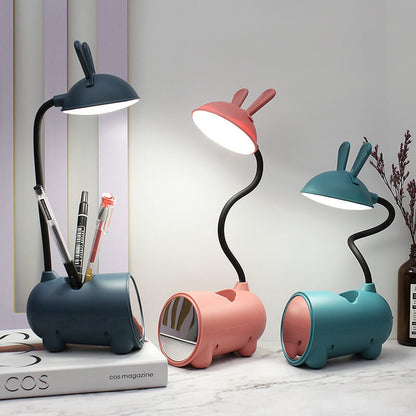 LumoBun Tafellamp – Schattige LED Bureaulamp met Penhouder en USB-aansluiting