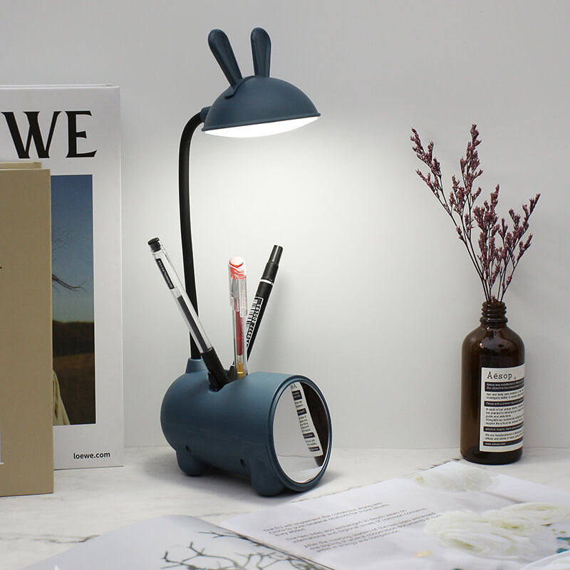 LumoBun Tafellamp – Schattige LED Bureaulamp met Penhouder en USB-aansluiting