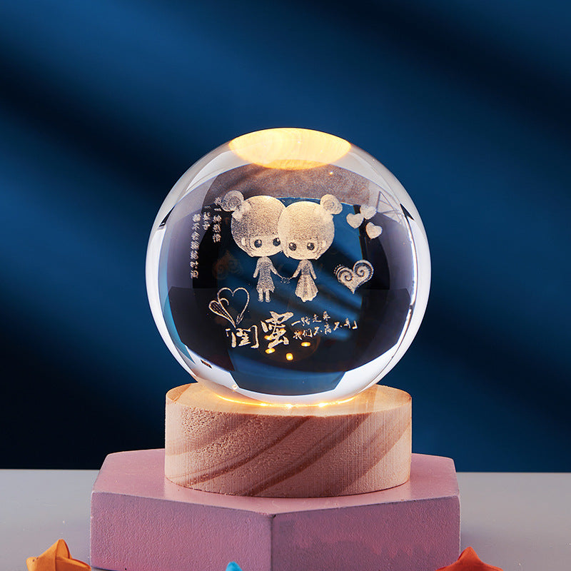 3D LED Nachtlamp met Kristallen Design