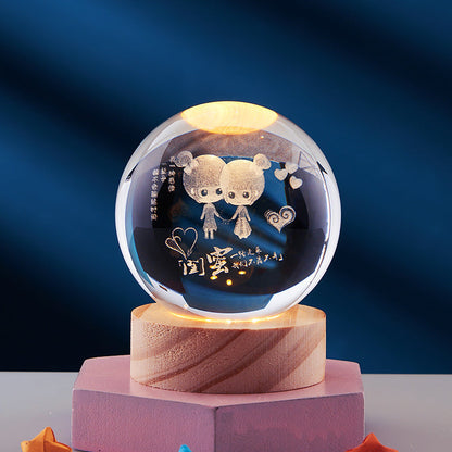 3D LED Nachtlamp met Kristallen Design