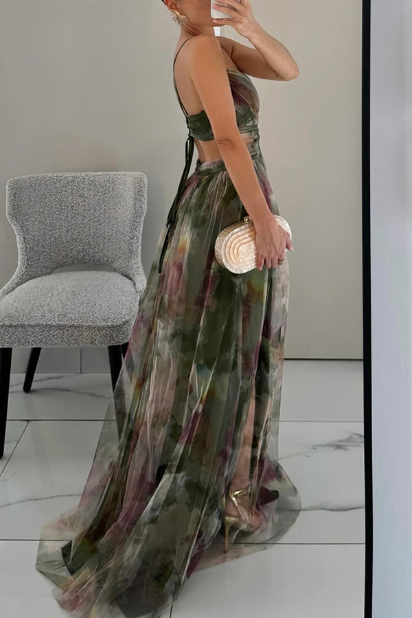 FloraBreeze Flowy Zomerjurk met Bloemenprint en Open Rug