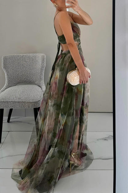FloraBreeze Flowy Zomerjurk met Bloemenprint en Open Rug