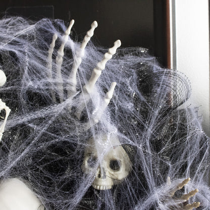 Halloween Krans – Mesh Schedel Garland voor Deur- en Muurdecoratie