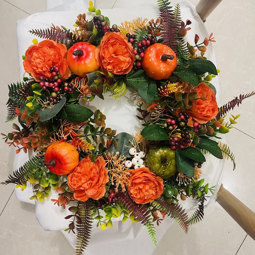 Deurkrans Herfst | Handgemaakt | Pioen & Pompoen Design | Voor Binnen & Buiten