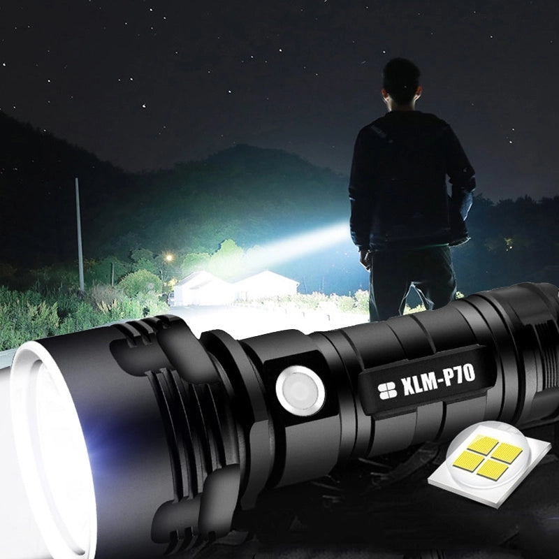 Professionele High-Performance LED-Zaklamp met Actieve Koeling | 100.000 Lumen | 2.350m Bereik | 18x CREE XHP70.2 | OLED-Display | IP68